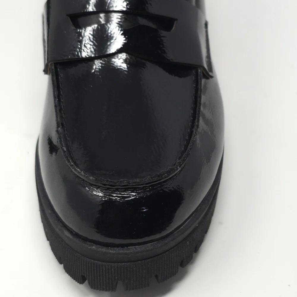 Sun + Stone Presscott Black Patent Chunky Heel Loafers 6.5M - Picture 10 of 12